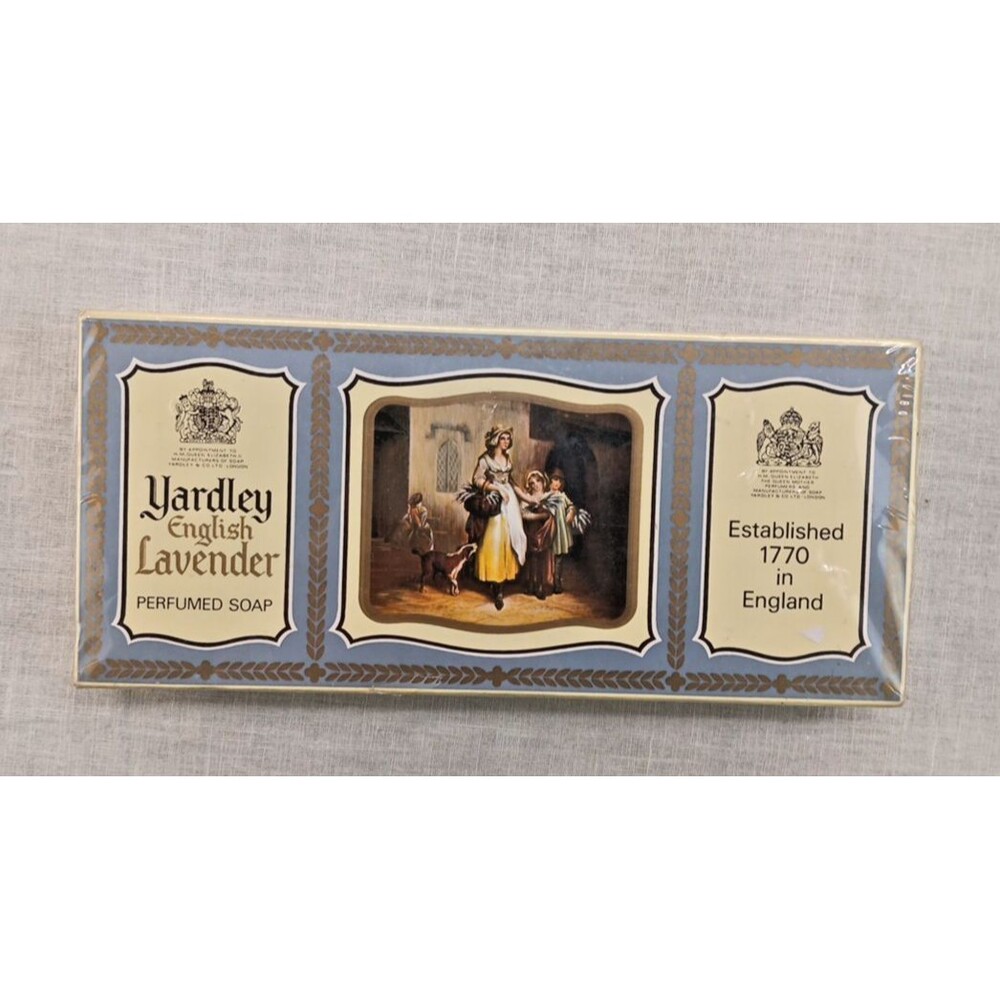 Vintage Yardley English Lavender Sealed Bath Lot 3×3.5oz + Lavender Soap